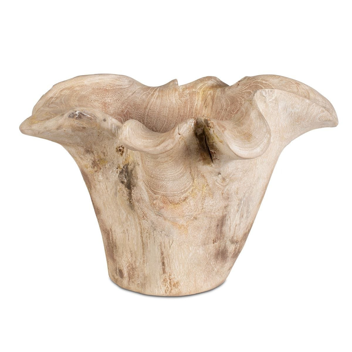Teak Flow White Wash Outdoor Bowl by Uttermost