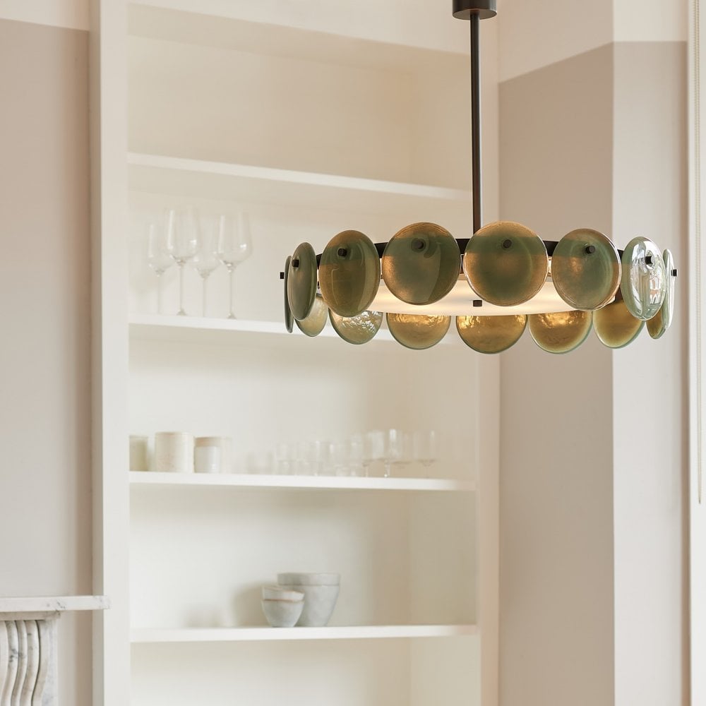 Sierra Single Pendant Ceiling Light Glass & Blackened Bronze by Heathfield & Co