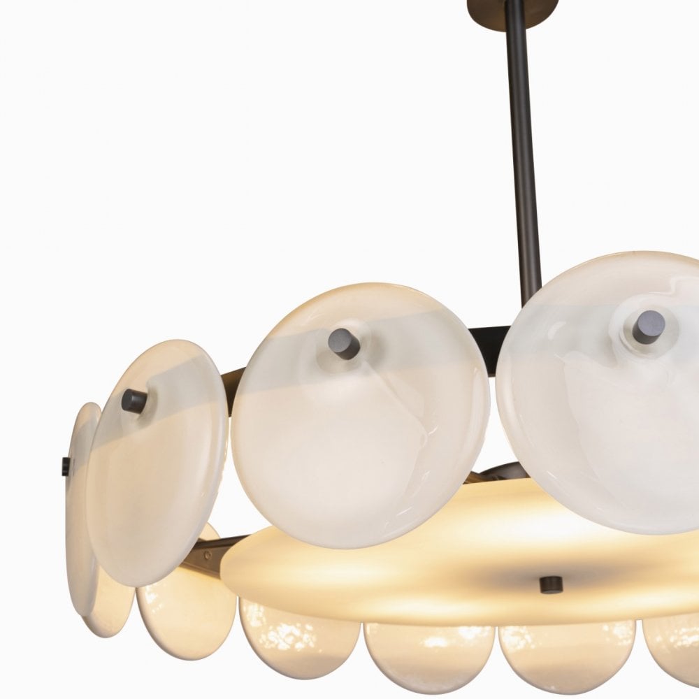 Sierra Single Pendant Ceiling Light Glass & Blackened Bronze by Heathfield & Co