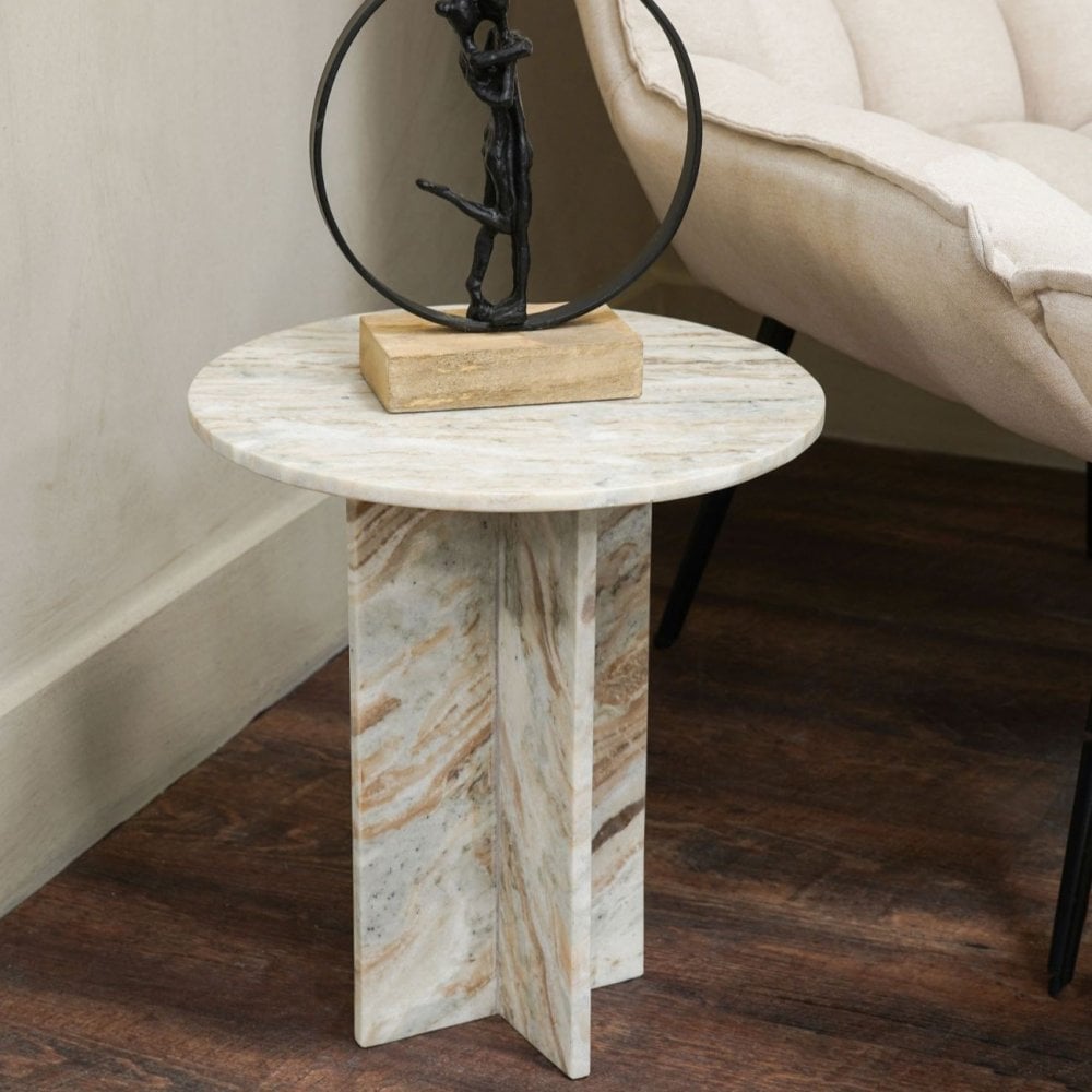 Cavallo Fantasy Brown Marble Side Table by Libra Interiors