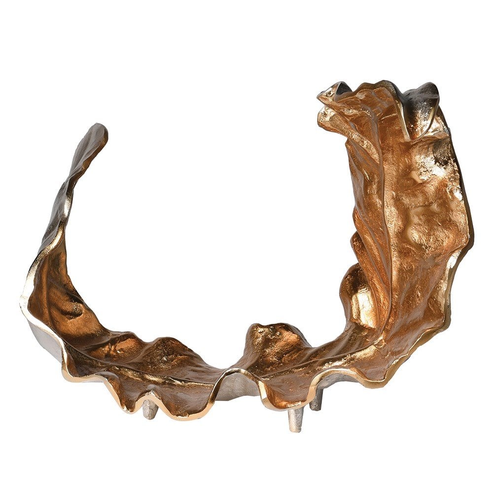 Gold Metal Curled Leaf Sculpture by Kensington