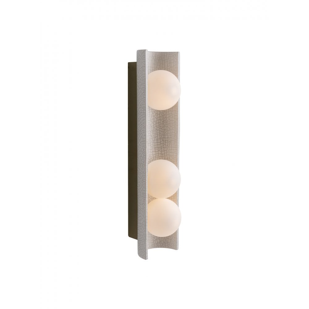 Lena Globe Satin Brass & Ivory Crackle Glass Wall Light by Heathfield & Co