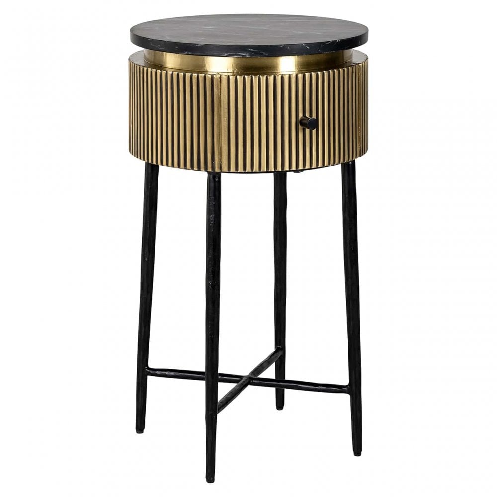 Ironville Gold & Marble Side Table by Richmond Interiors