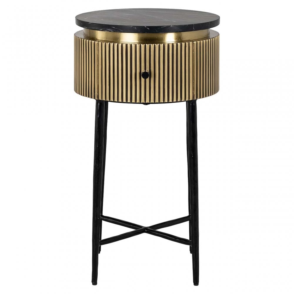 Ironville Gold & Marble Side Table by Richmond Interiors