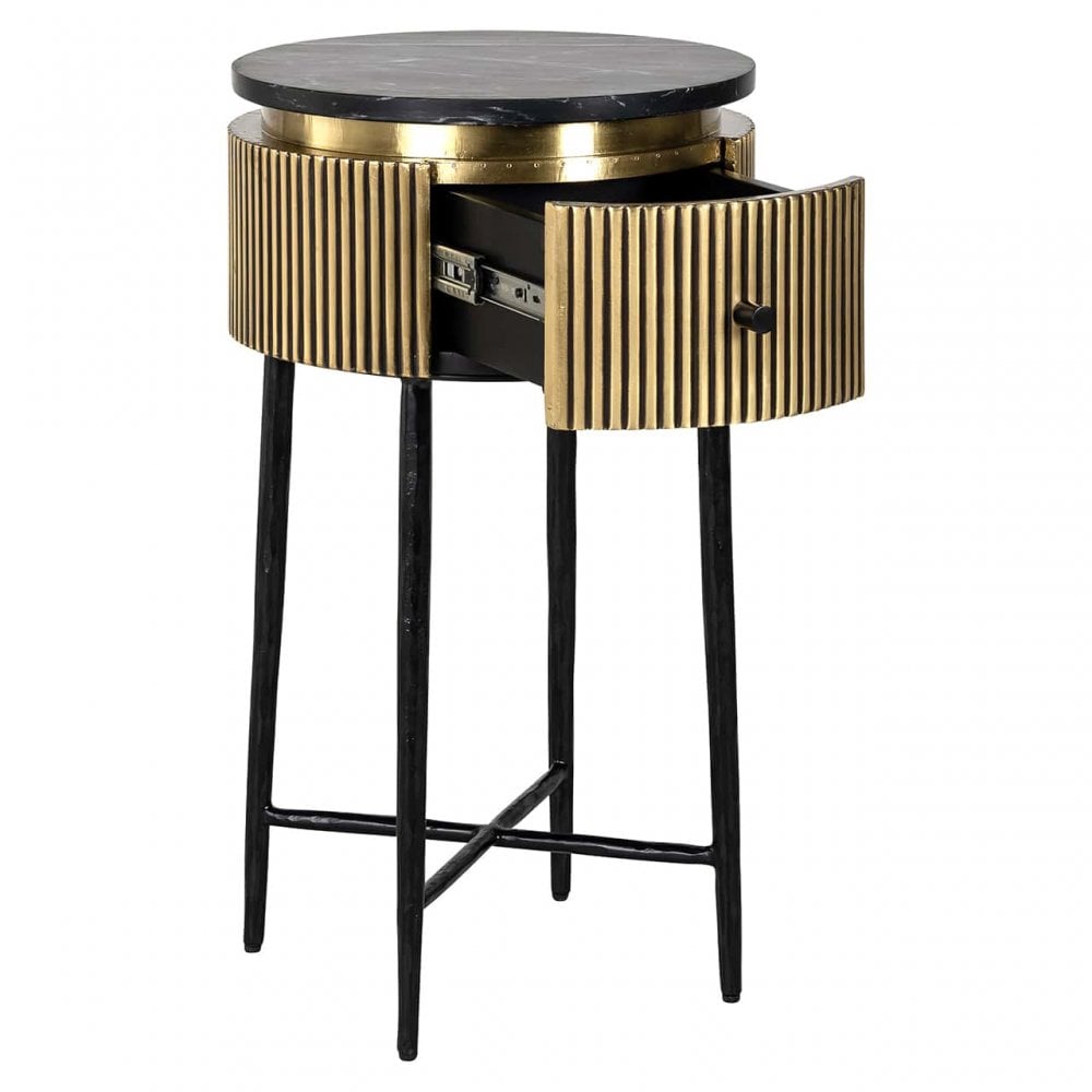 Ironville Gold & Marble Side Table by Richmond Interiors