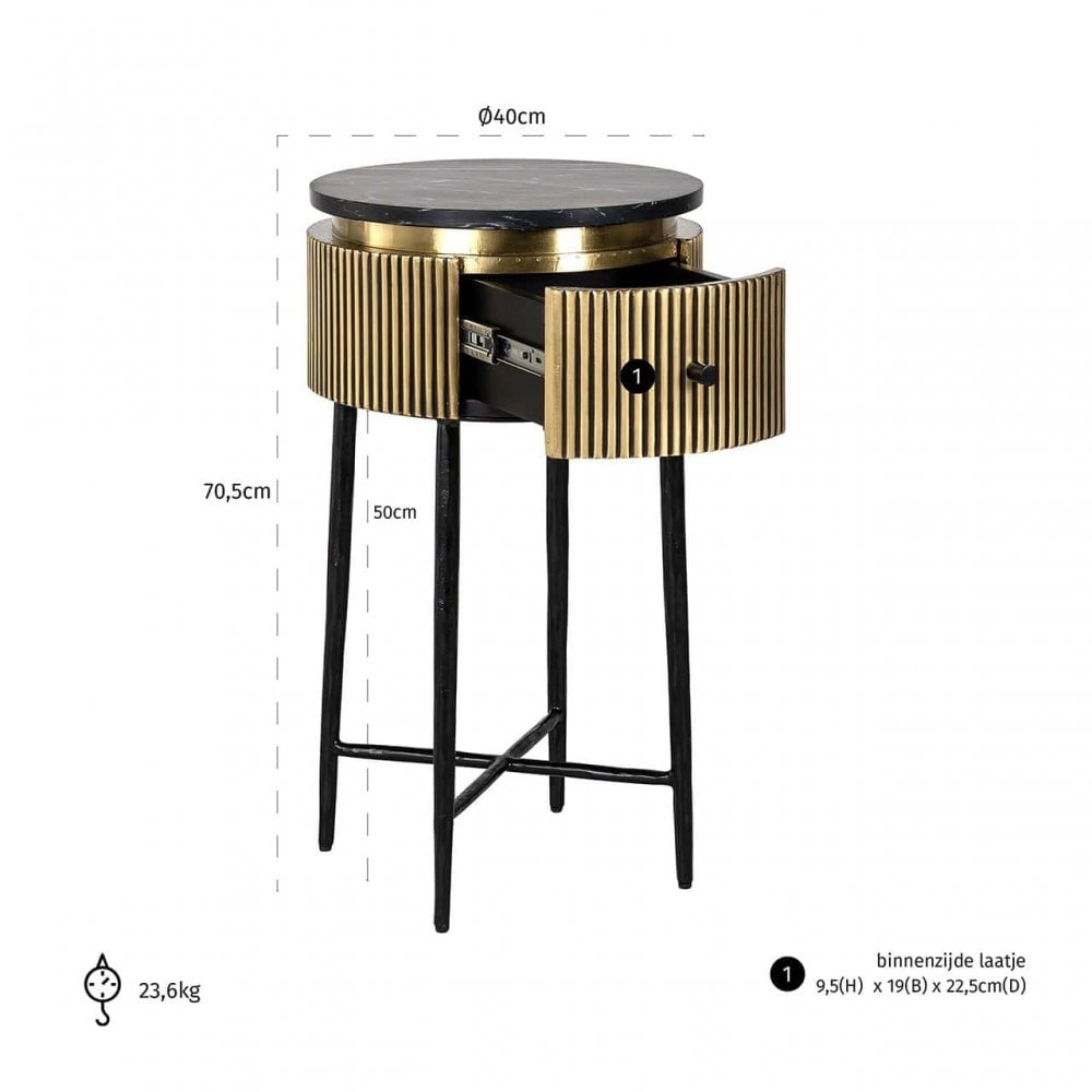 Ironville Gold & Marble Side Table by Richmond Interiors