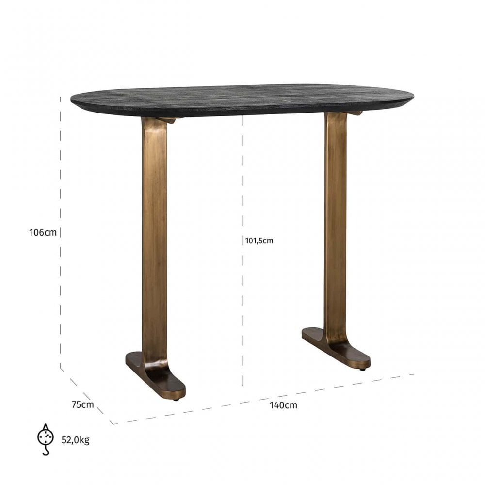 Revelin Black & Gold Bar Table - 140cm by Richmond Interiors