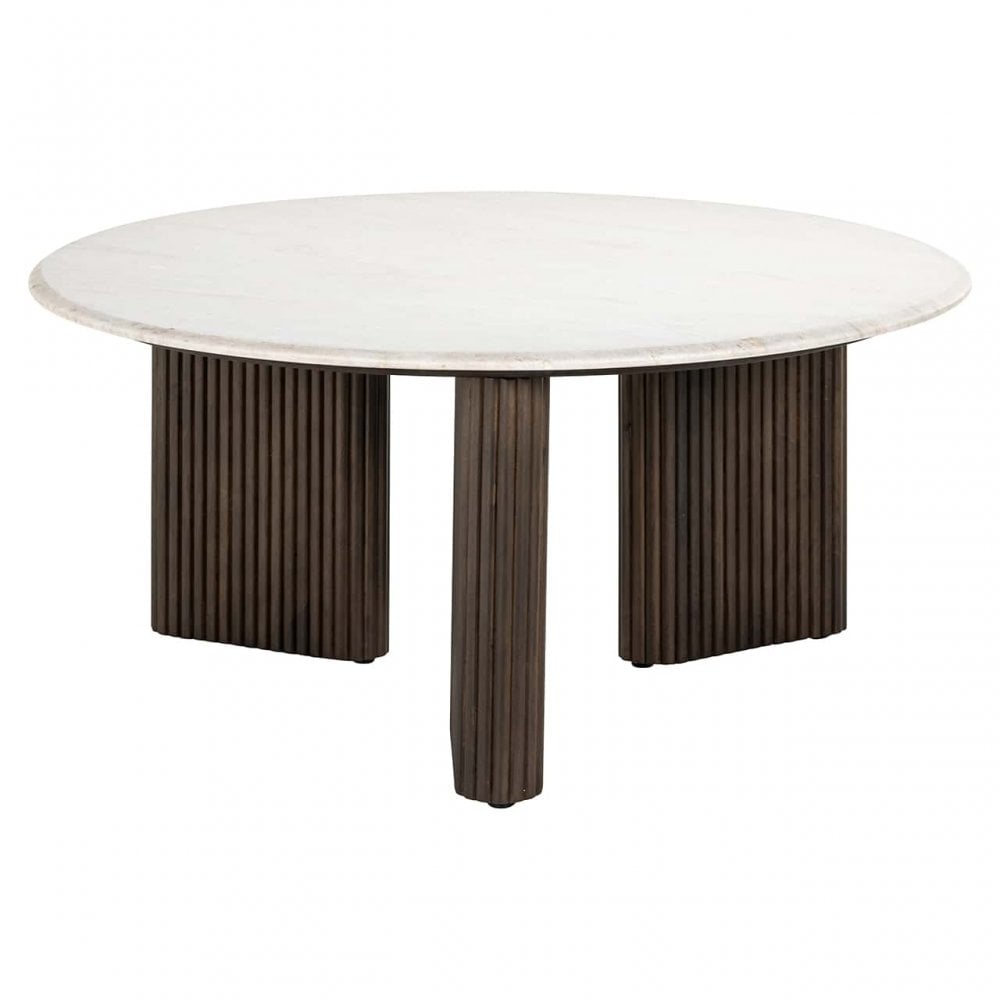 Mayfield Mango Wood & White Marble Coffee Table - 90cm by Richmond Interiors