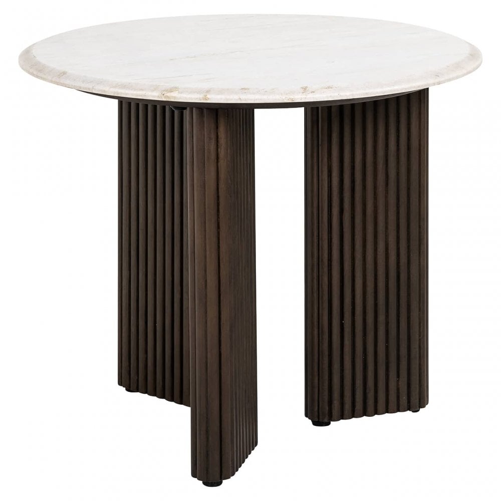 Mayfield Mango Wood & White Marble Side Table - 55cm by Richmond Interiors
