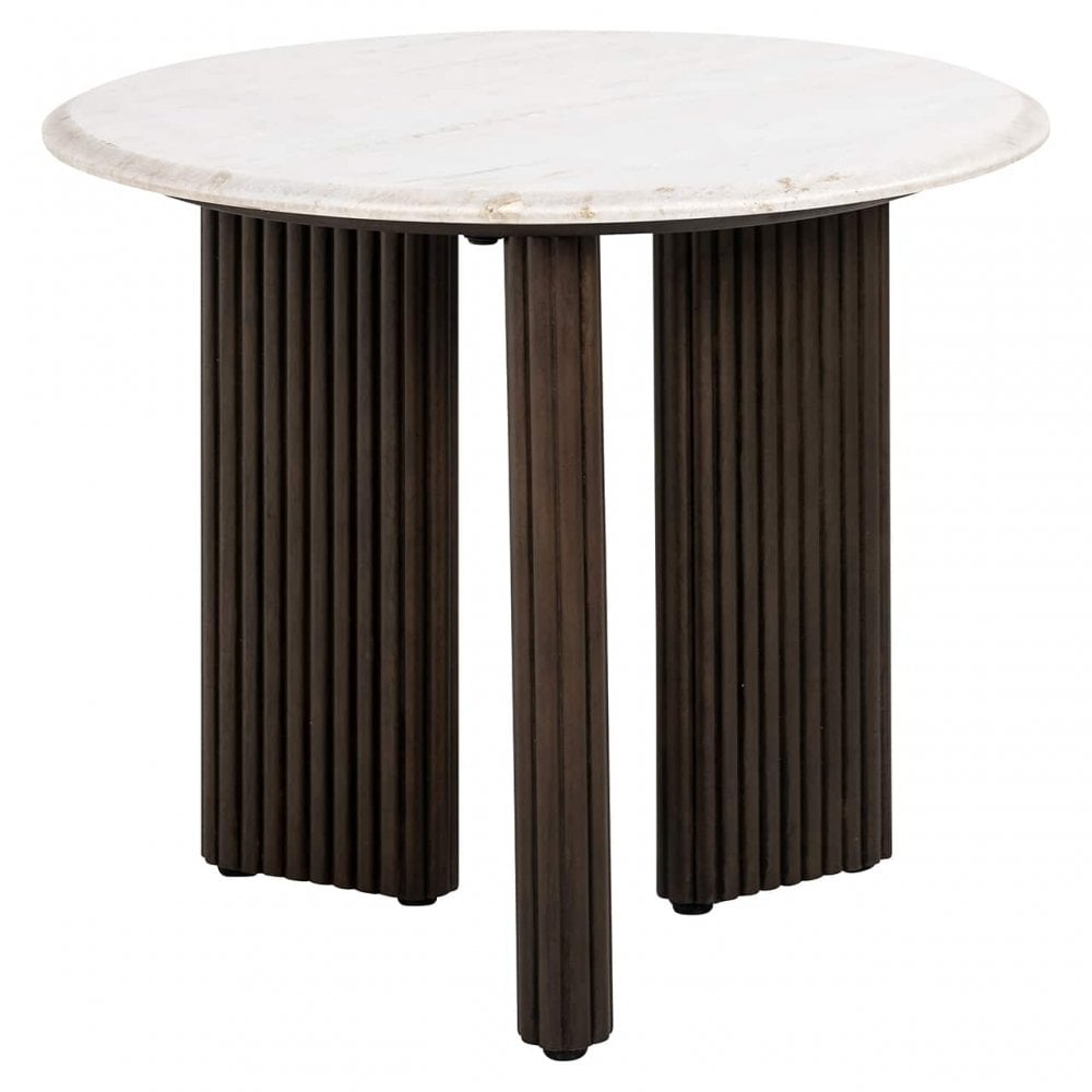 Mayfield Mango Wood & White Marble Side Table - 55cm by Richmond Interiors