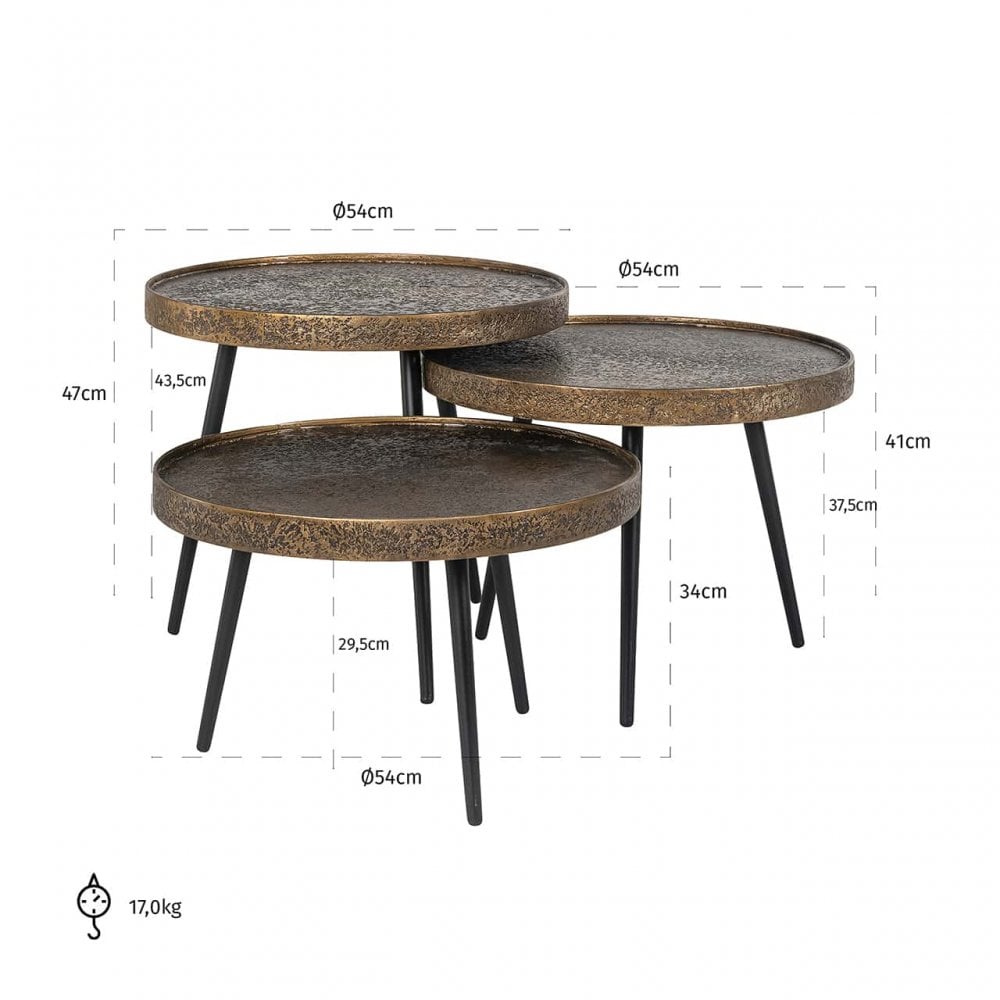 Luxton Brown & Gold Coffee Tables Set of 3 by Richmond Interiors