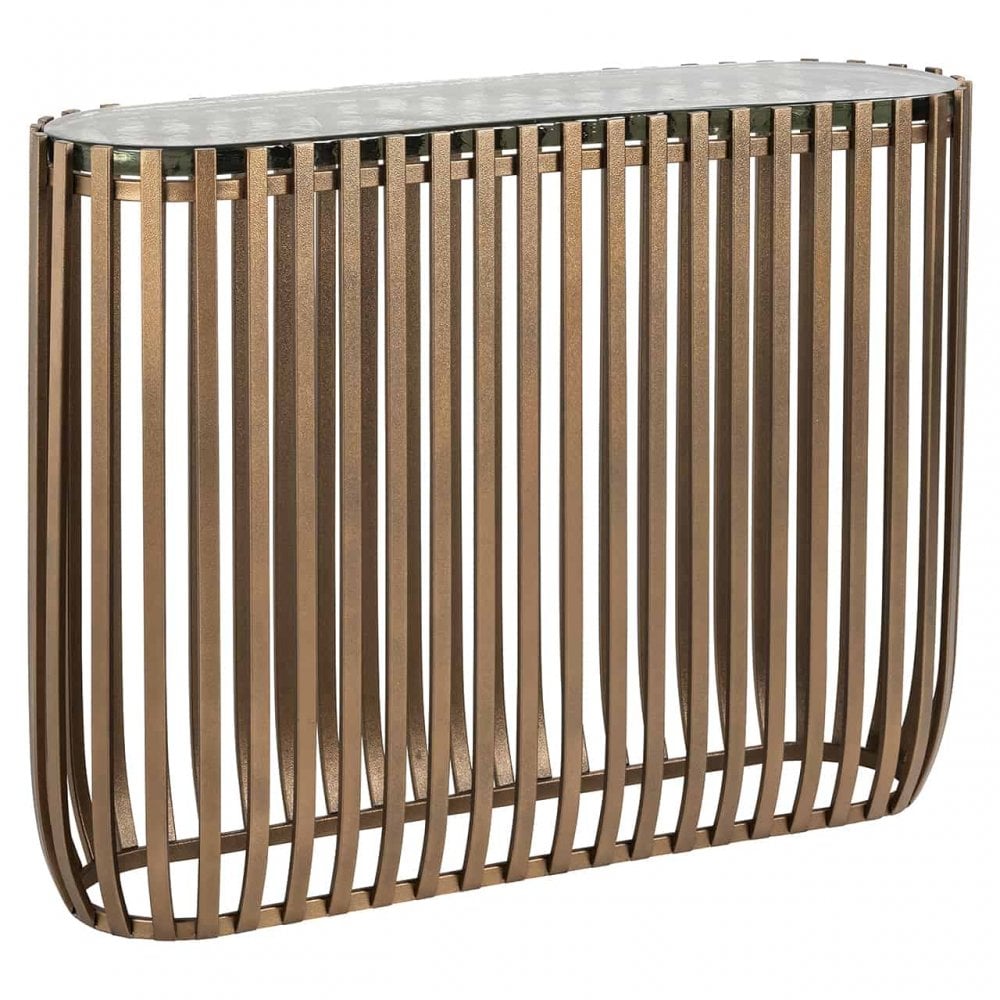 Volante Gold Console Table with Glass Top by Richmond Interiors