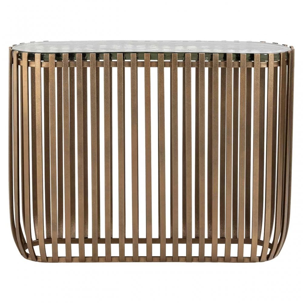Volante Gold Console Table with Glass Top by Richmond Interiors