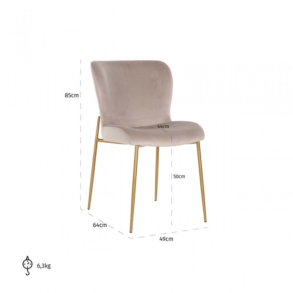 Odessa Khaki Velvet Brushed Gold Chair Set of 2 by Richmond Interiors