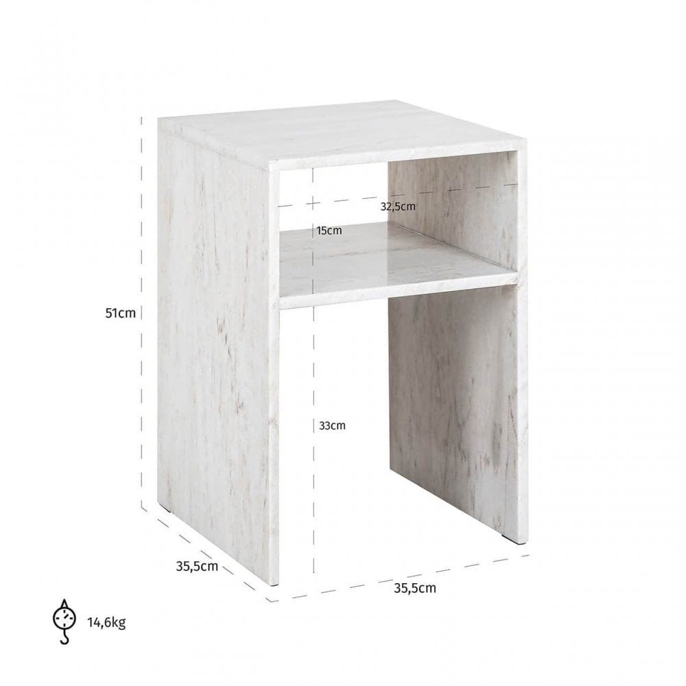 Moran Beige & White Marble Side Table by Richmond Interiors