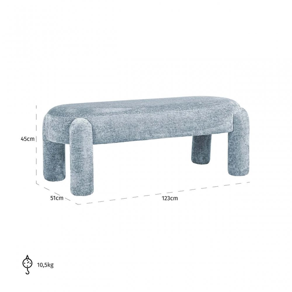 Holly Light Blue Chenille Bench by Richmond Interiors