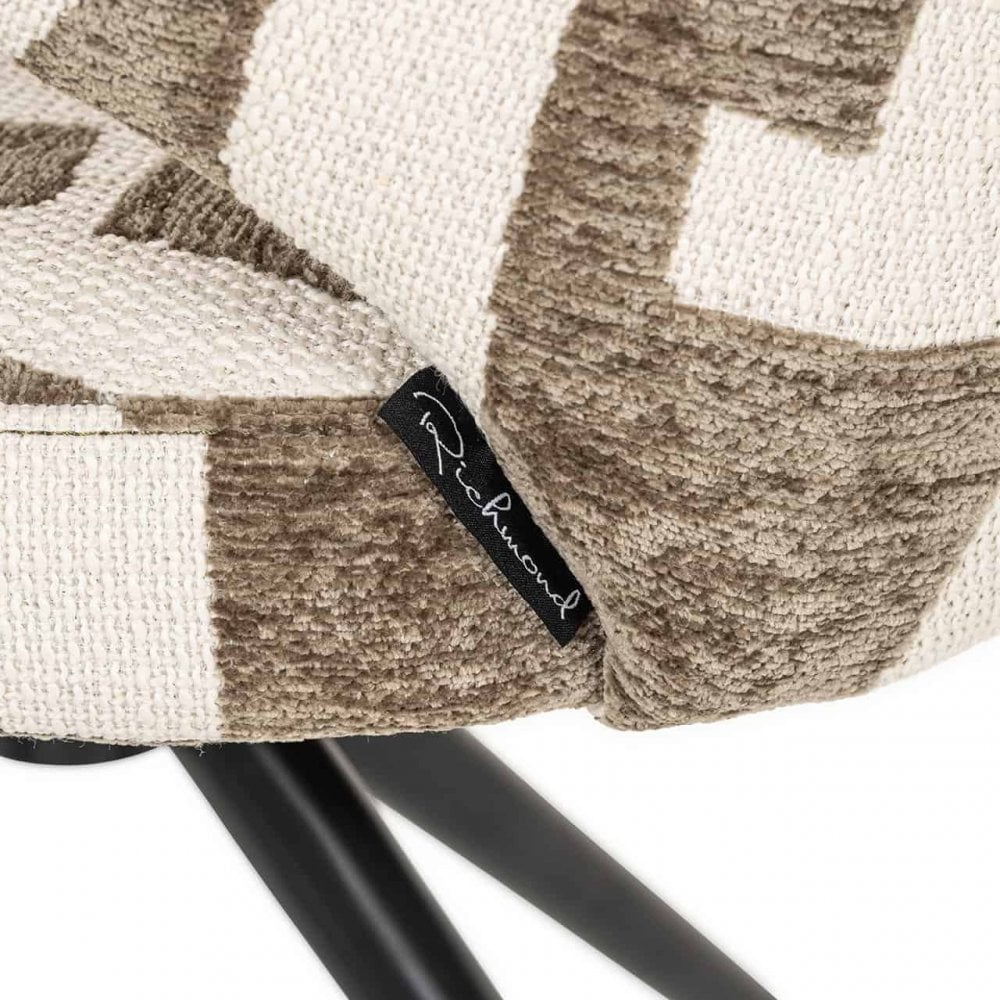 Milly Moss Fabric Graffic Swivel Dining Chair with Black Legs by Richmond Interiors