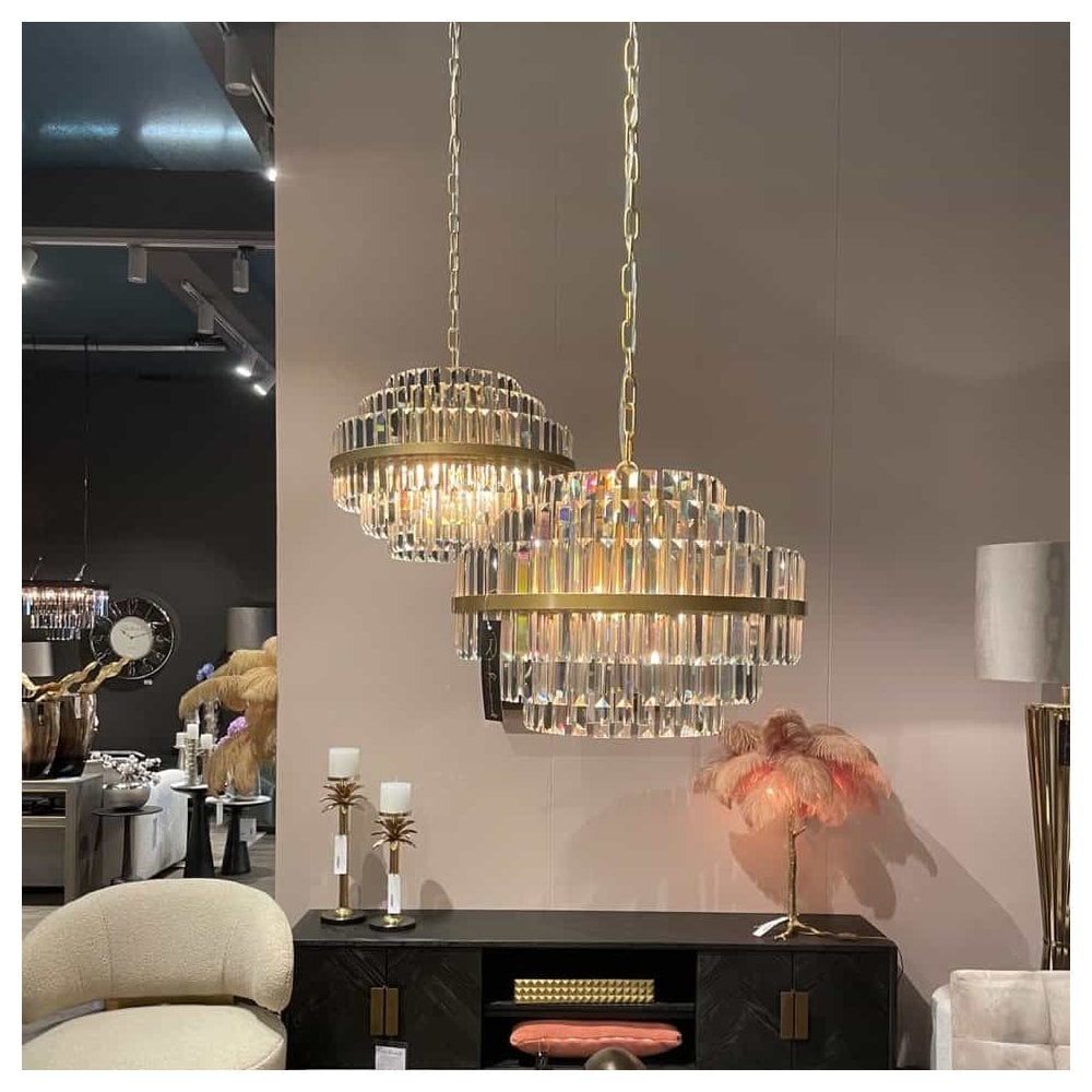 Desire Brushed Gold & Crystal Chandelier - Large by Richmond Interiors