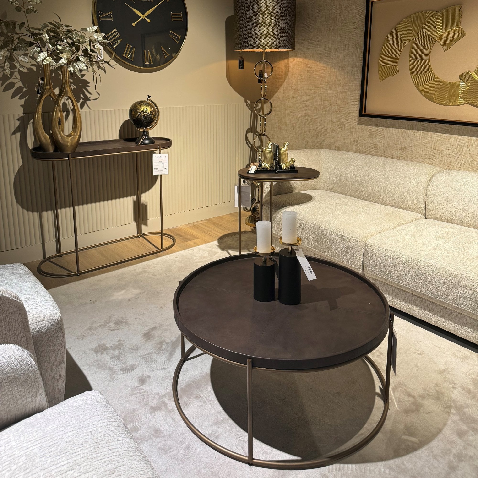 Zillon Brown Leather Coffee Table by Richmond Interiors