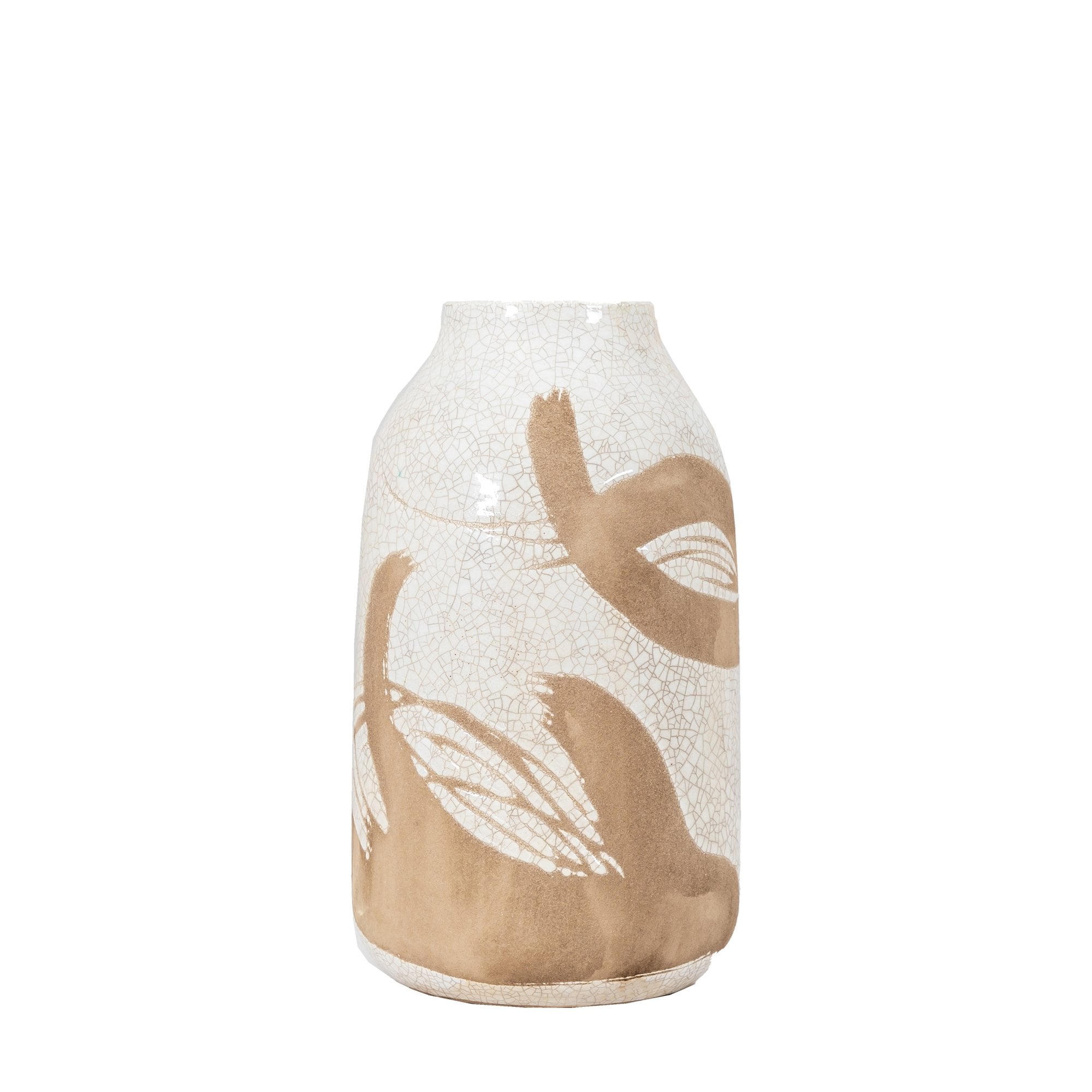 Goya Vase Small Reactive White Brown by Abode