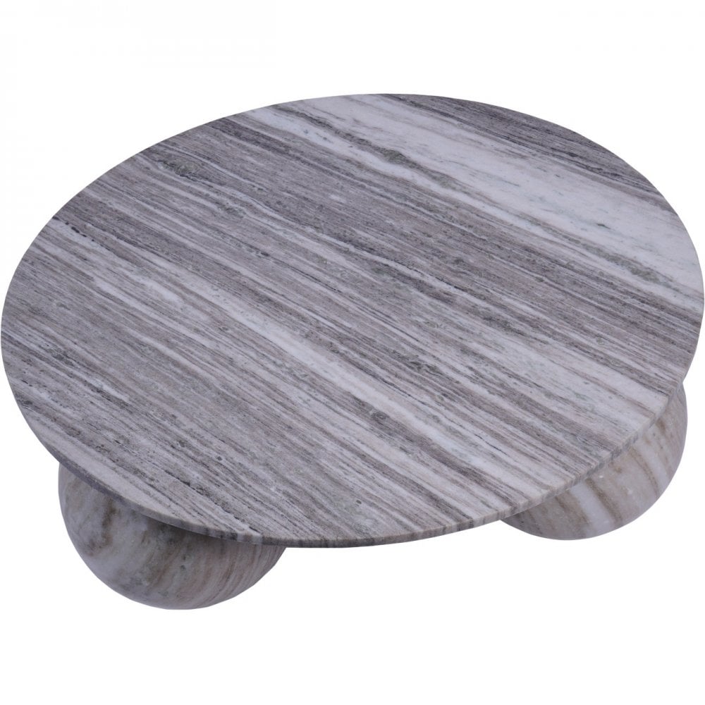 Salento Grey Marble Round Coffee Table by Libra Interiors
