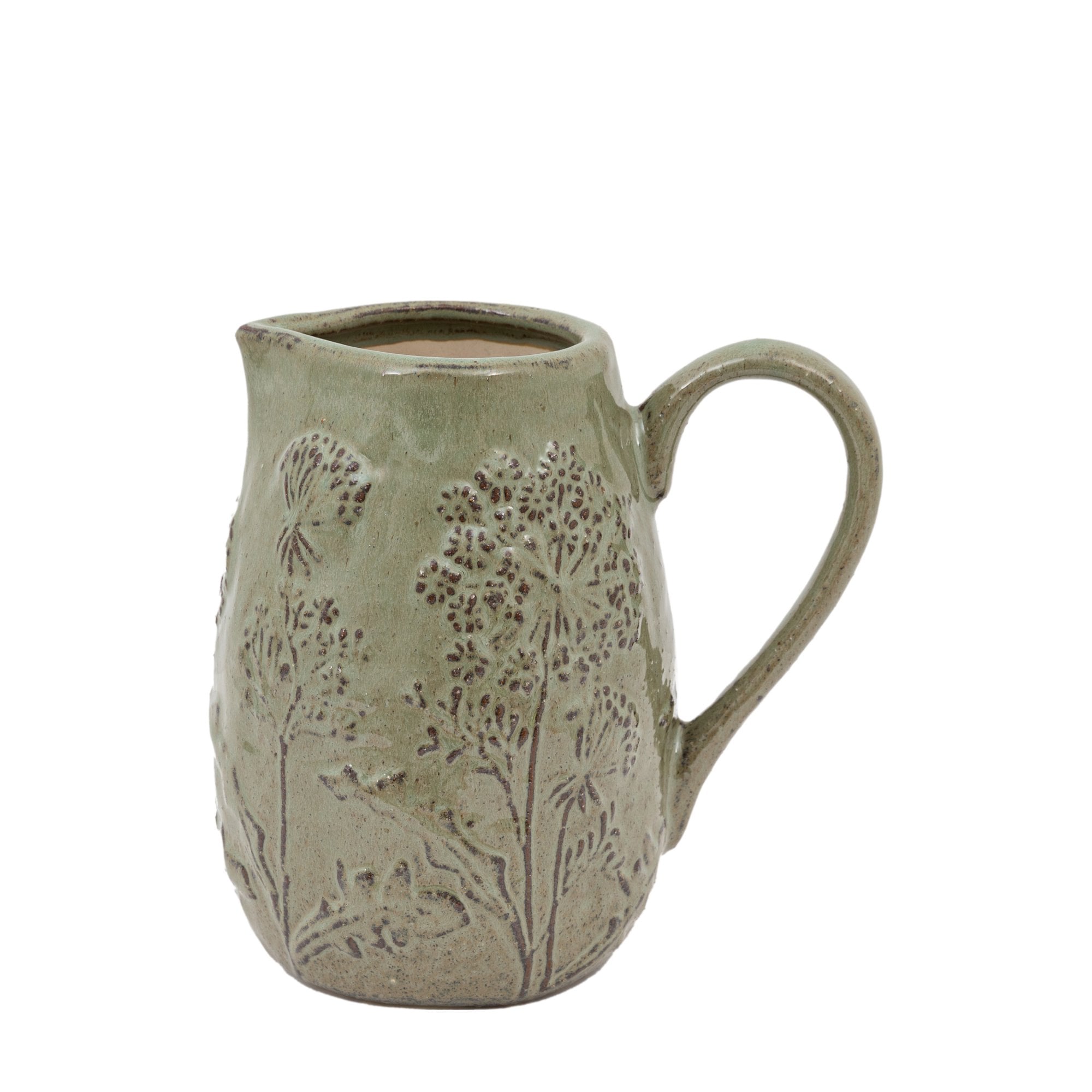 Meadow Embossed Ceramic Jug Sage by Abode