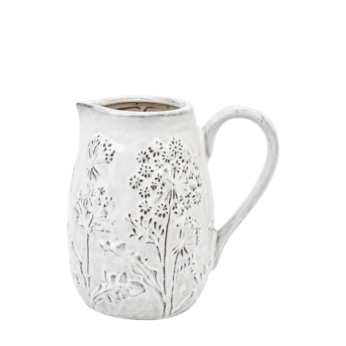 Meadow Embossed Ceramic Jug Stone by Abode