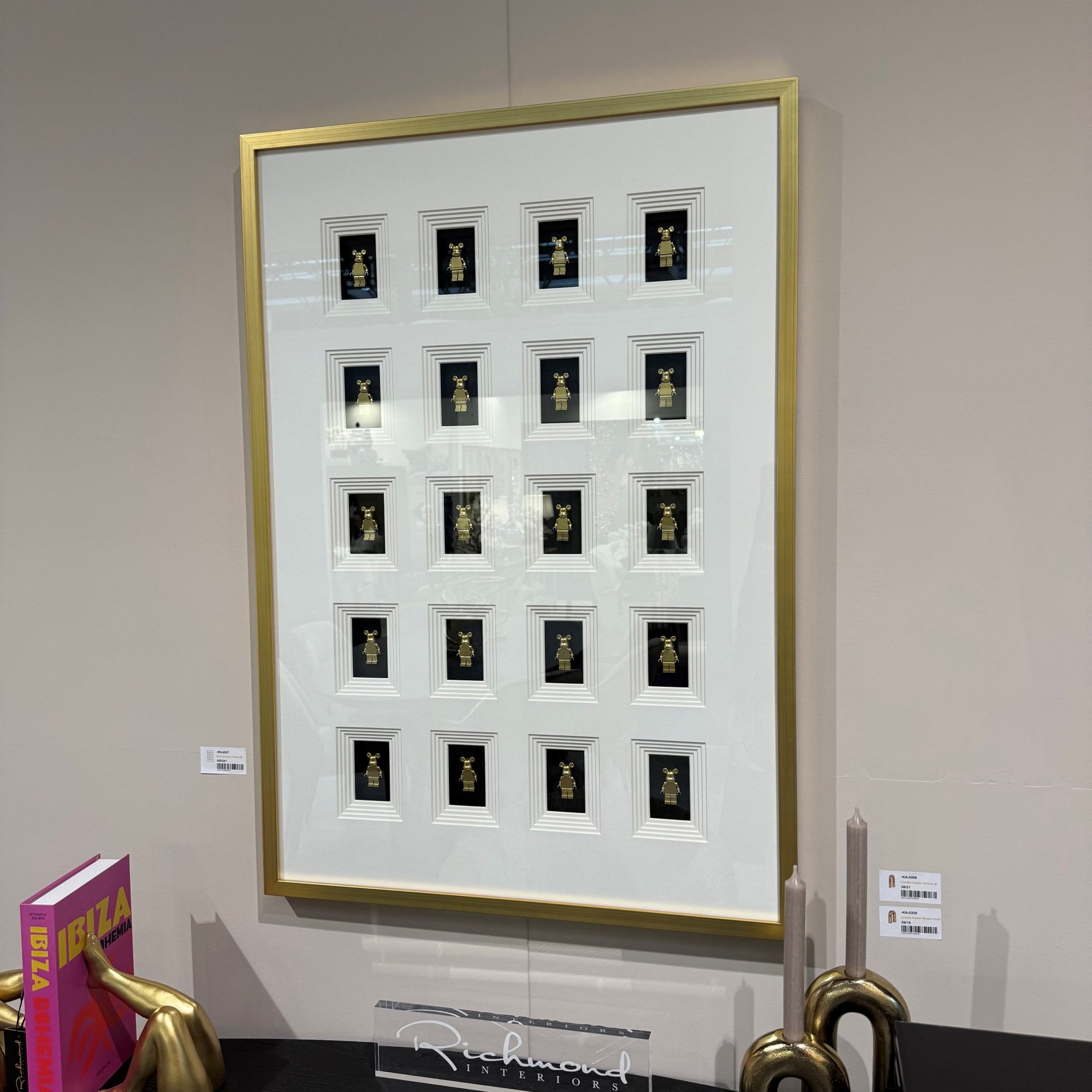 Block 3D Bear Black & Gold Wall Art by Richmond Interiors