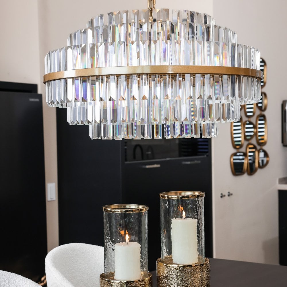 Desire Brushed Gold & Crystal Chandelier - Large by Richmond Interiors