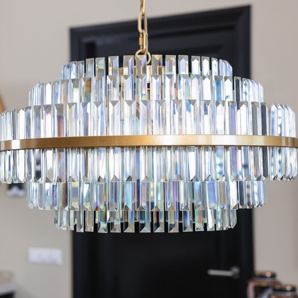 Desire Brushed Gold & Crystal Chandelier - Large by Richmond Interiors