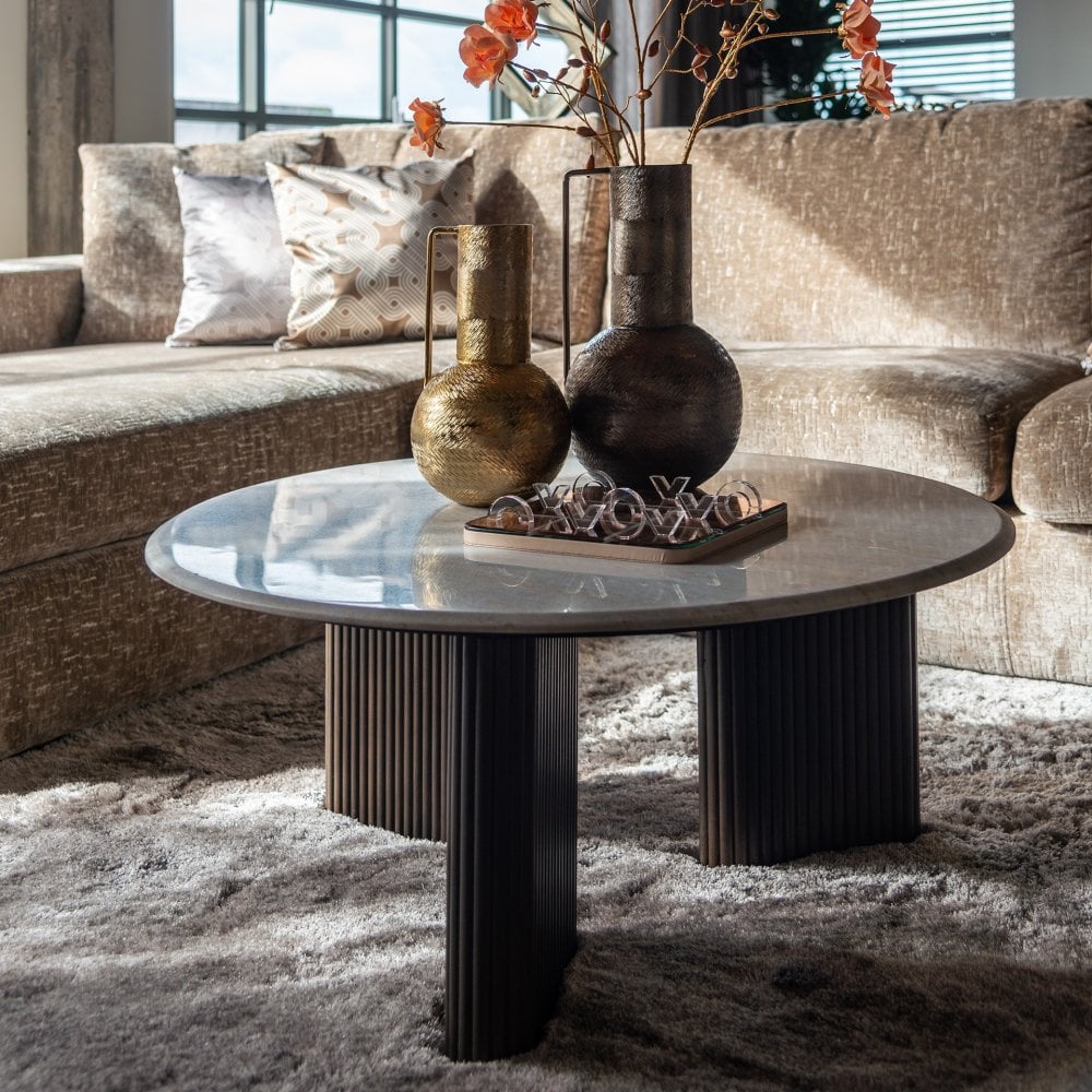 Mayfield Mango Wood & White Marble Coffee Table - 90cm by Richmond Interiors