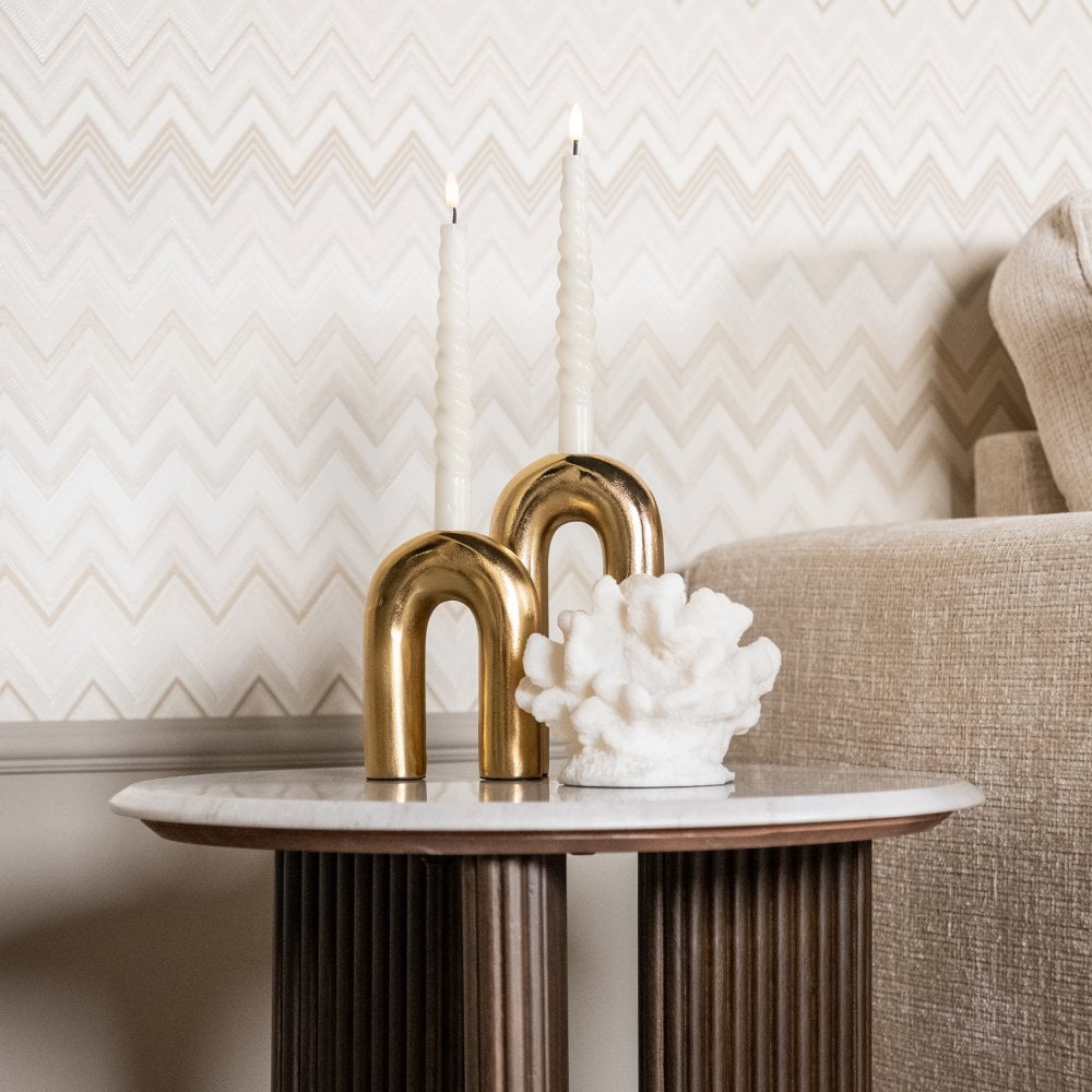 Mayfield Mango Wood & White Marble Side Table - 55cm by Richmond Interiors