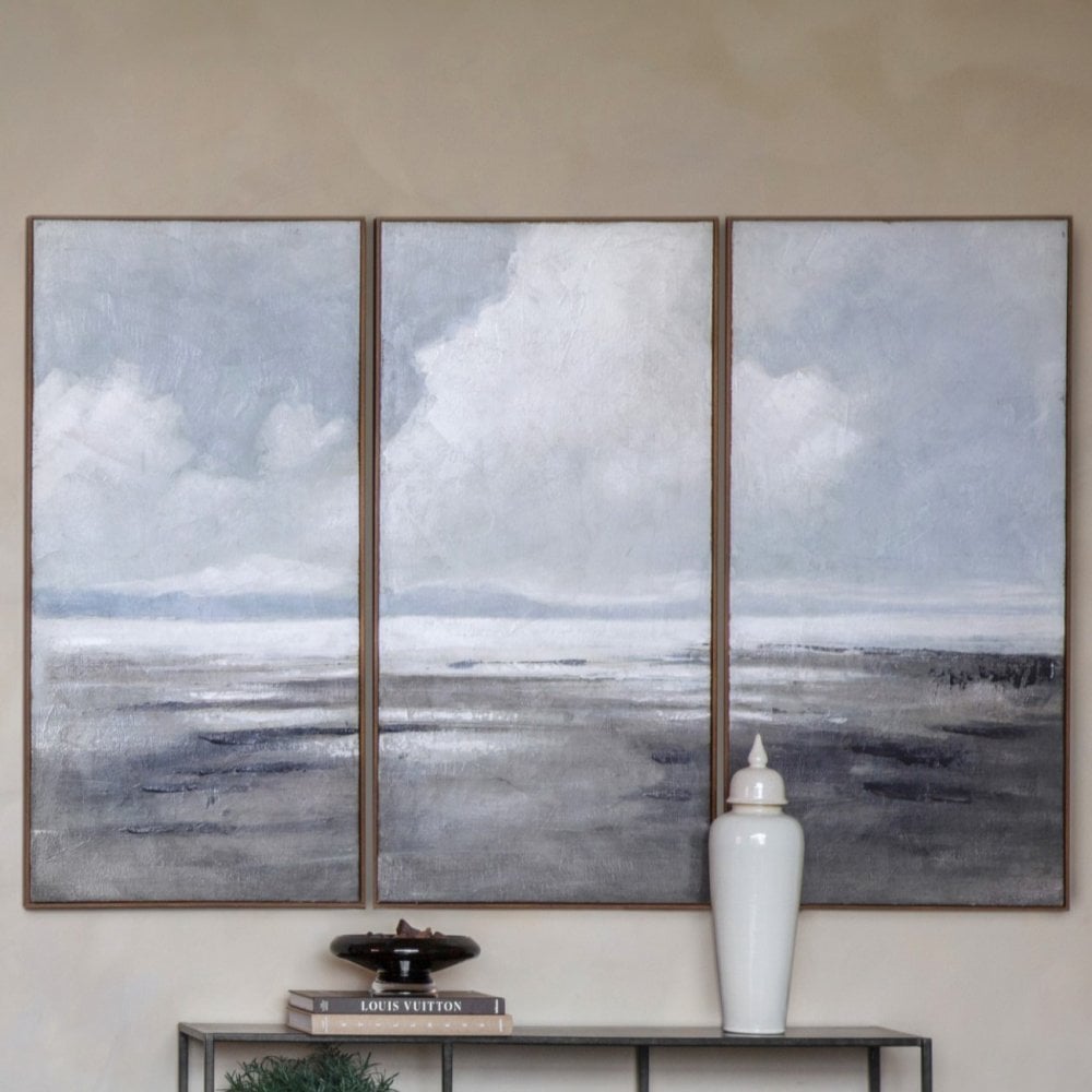 Hazy Horizons Framed Wall Art Set of Three by Libra Interiors