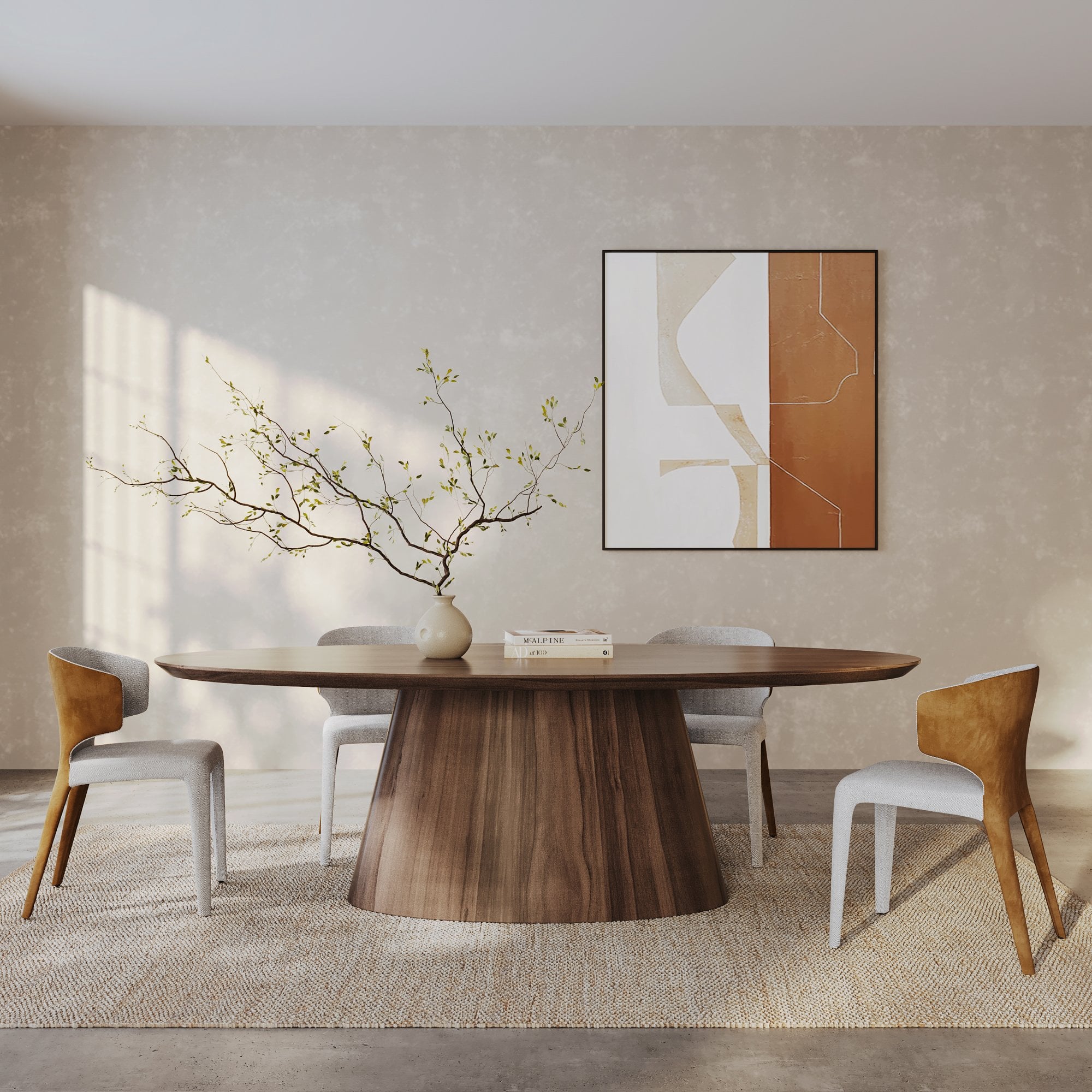 Tavamo Oval Walnut Wood Dining Table by Tommy Franks