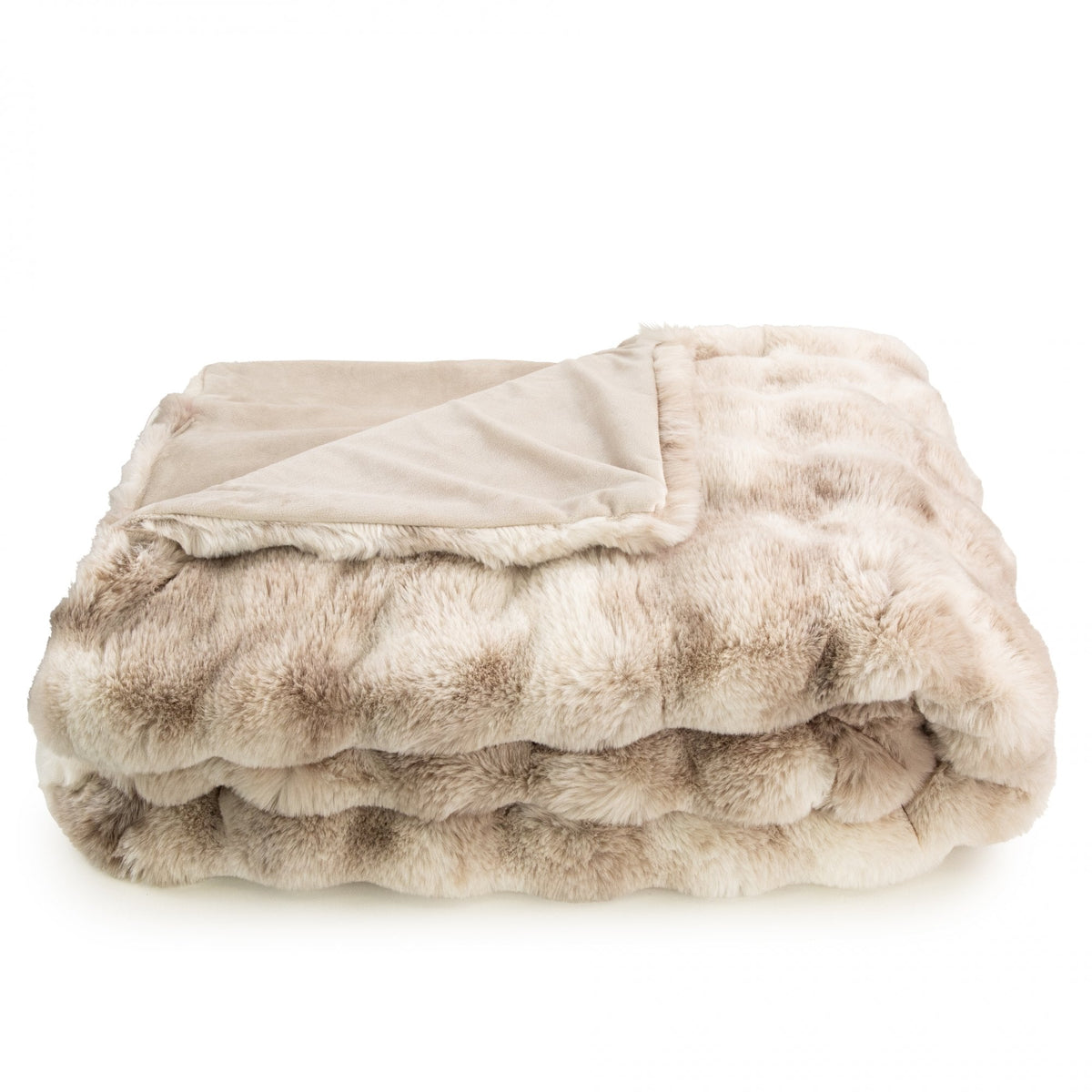 Bermondsey Natural Textured Faux Fur Throw - Natural Malini