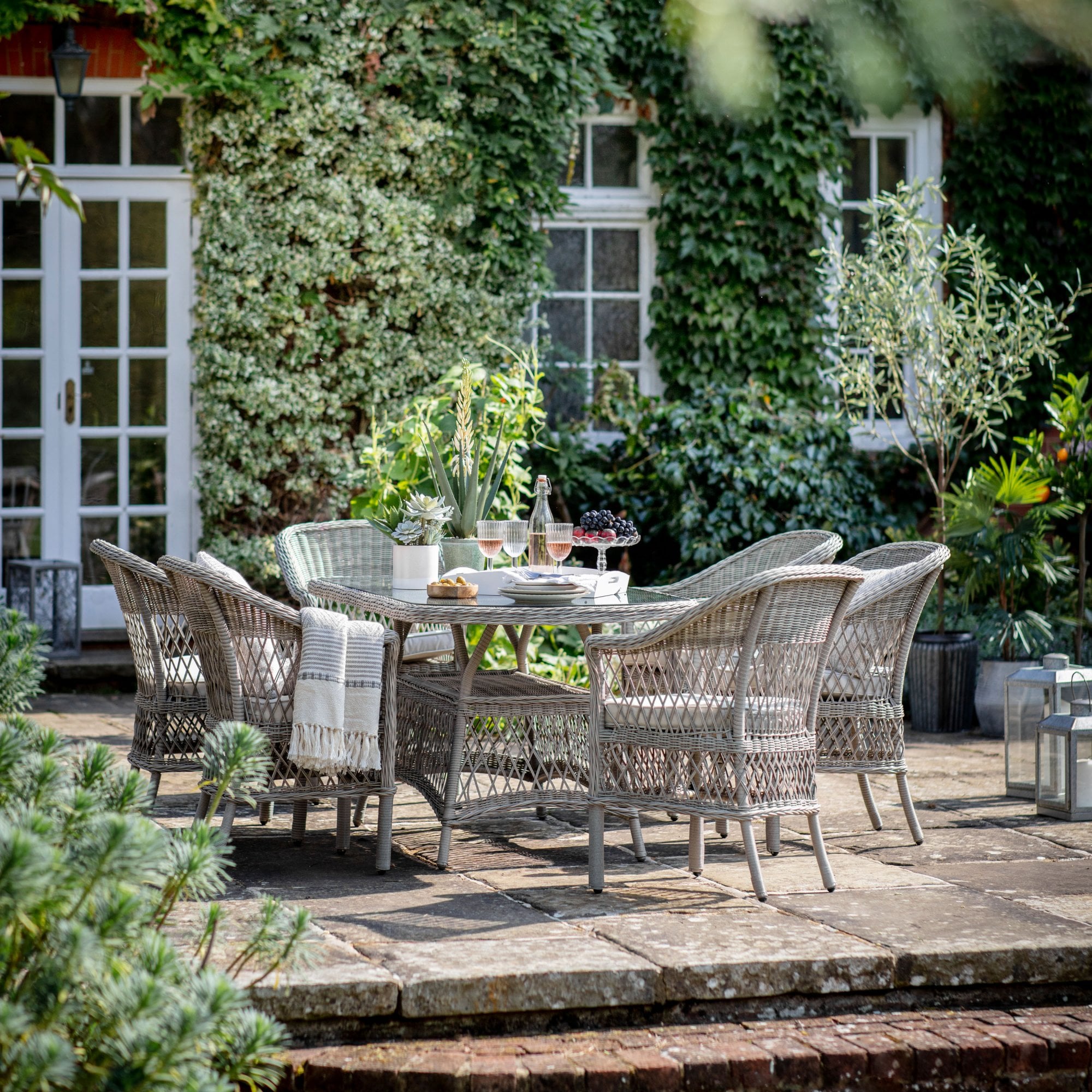 Menton 6 Seater Oval Dining Set Stone by Abode