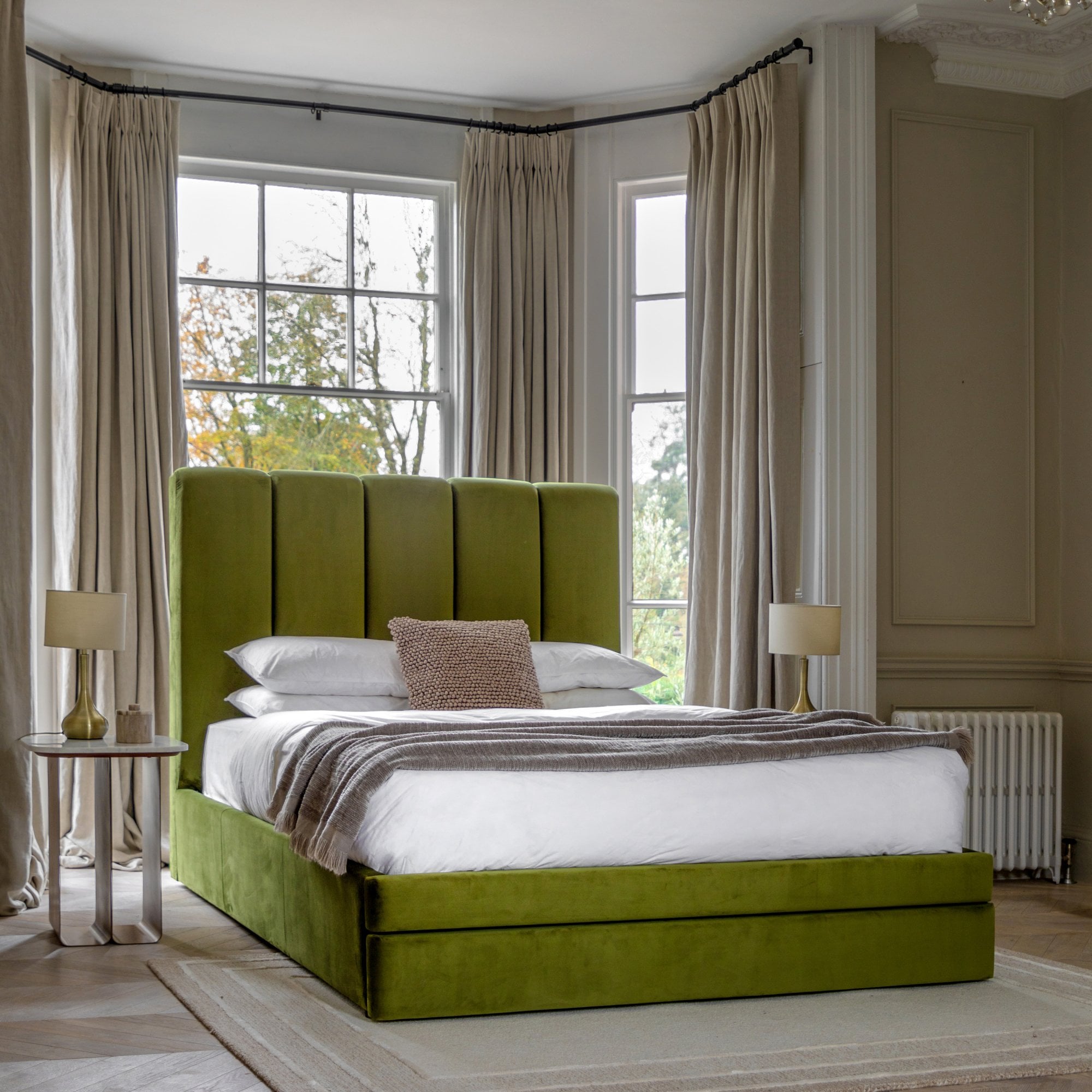 Denton 4'6 Bed Frame Olive Double by Abode