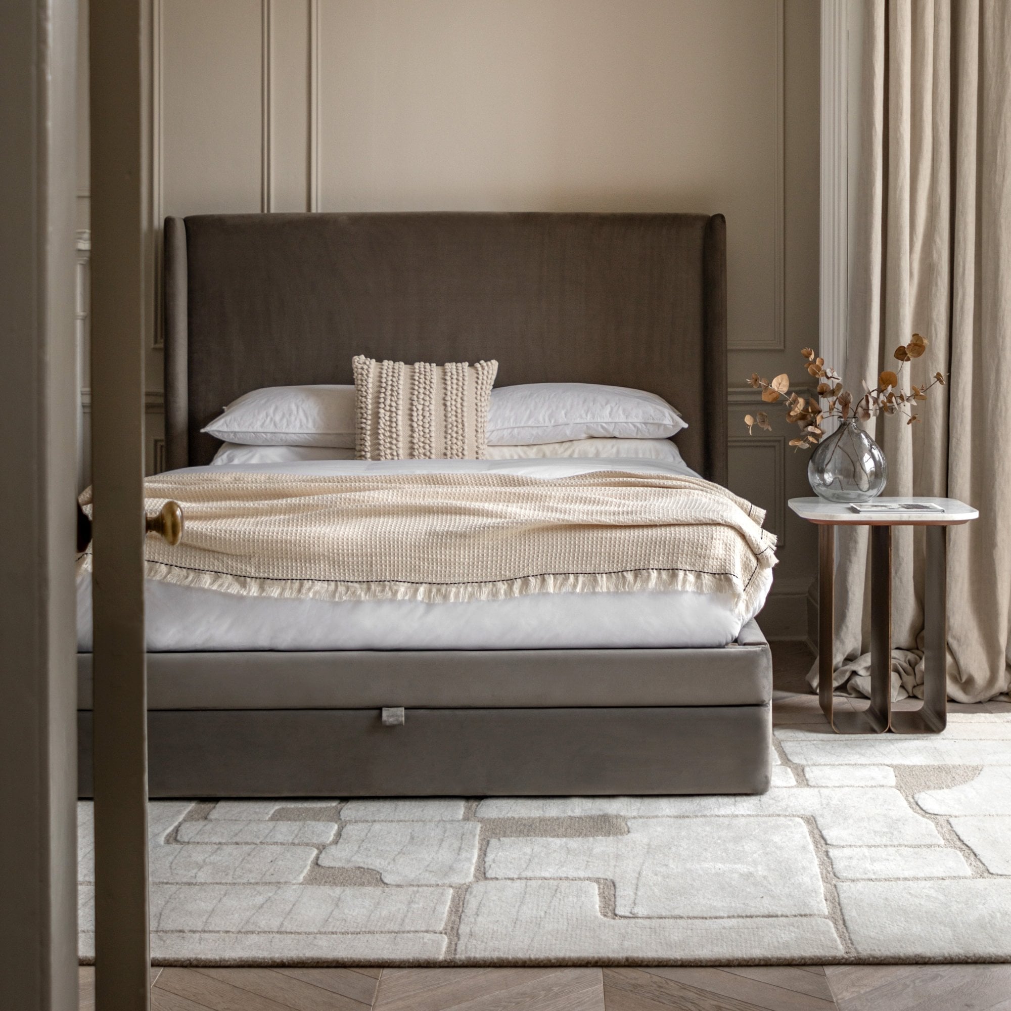 Halstead King Bed Frame Taupe by Abode