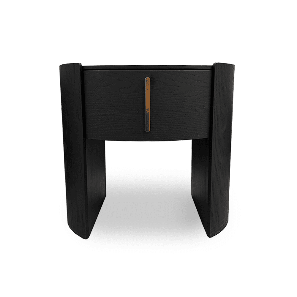 Tulume Matte Black Oak Bedside Table by Tommy Franks