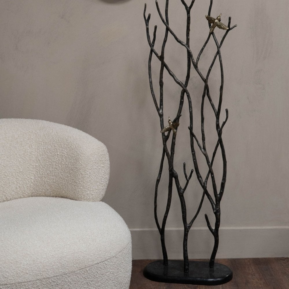 Decorative Screen Sculpture with Branches and Birds by Libra Interiors