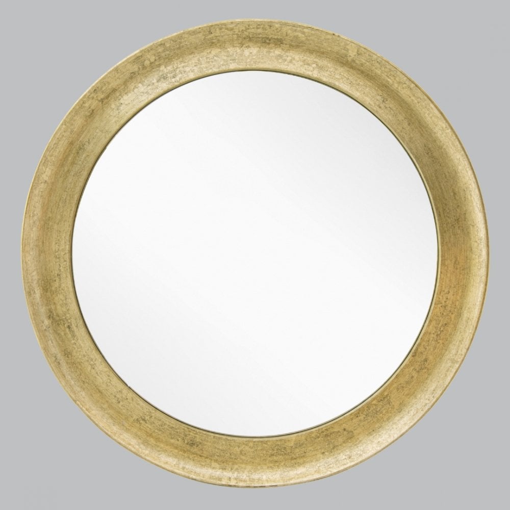 Navan Distressed Leaf Gold Round Mirror by RV Astley