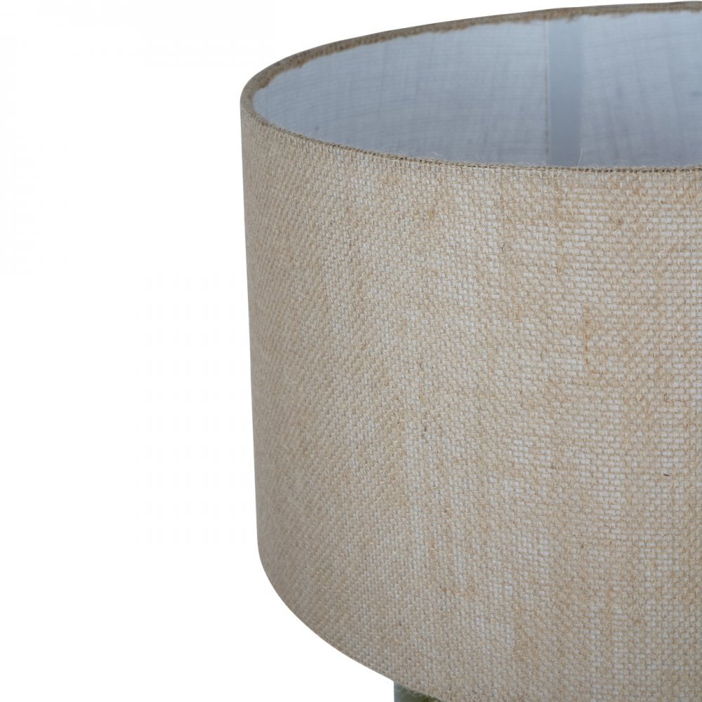 Aubrey Green Ceramic Lamp With Beige Hessian Light Shade by Libra Interiors