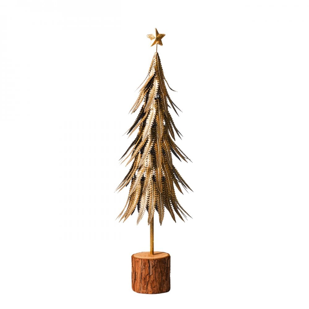 Feathered Metal Gold Tree Sculpture 57cm by Libra Interiors