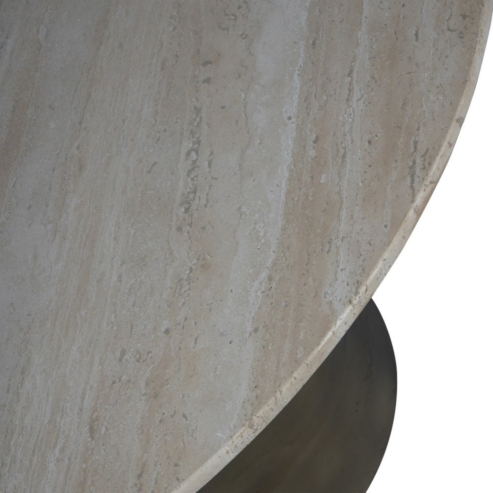Clifton II Light Travertine Round Dining Table 120cm by Libra Interiors