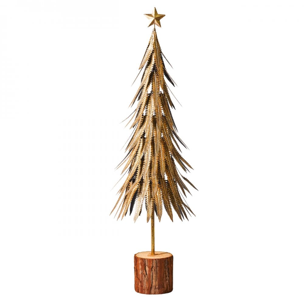 Feathered Metal Gold Tree Sculpture 68cm by Libra Interiors