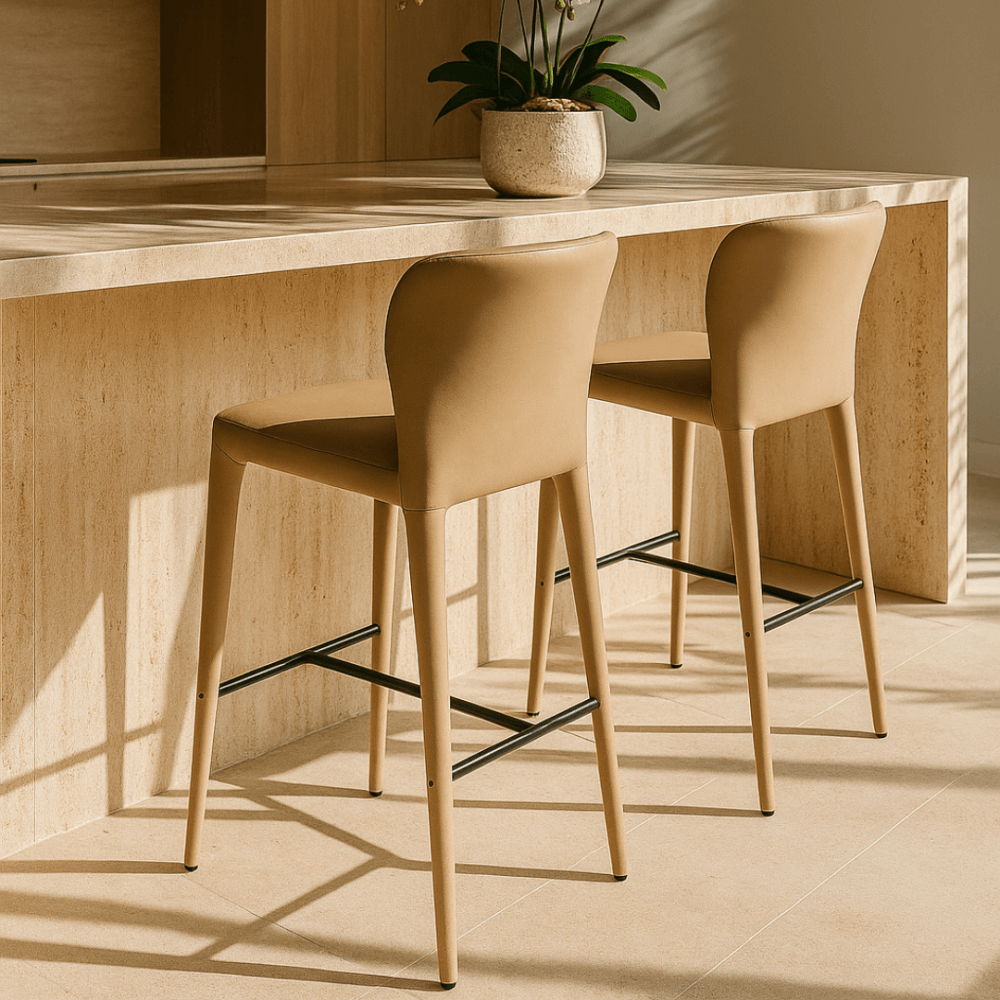 Sarzana Dark Marble Bar Stool by Tommy Franks