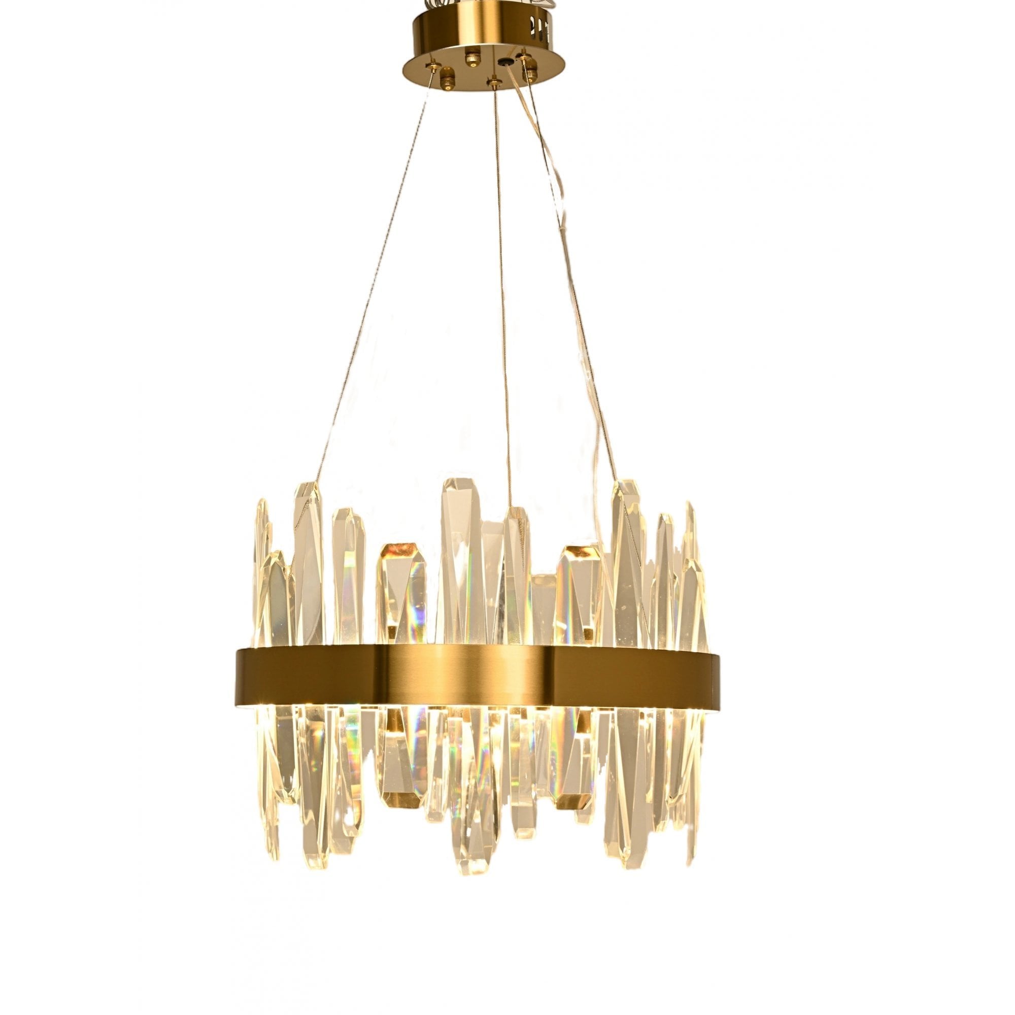 Ahena Small Gold Pendant Ceiling Light with Clear Crystal Coffins by Luxe Collection