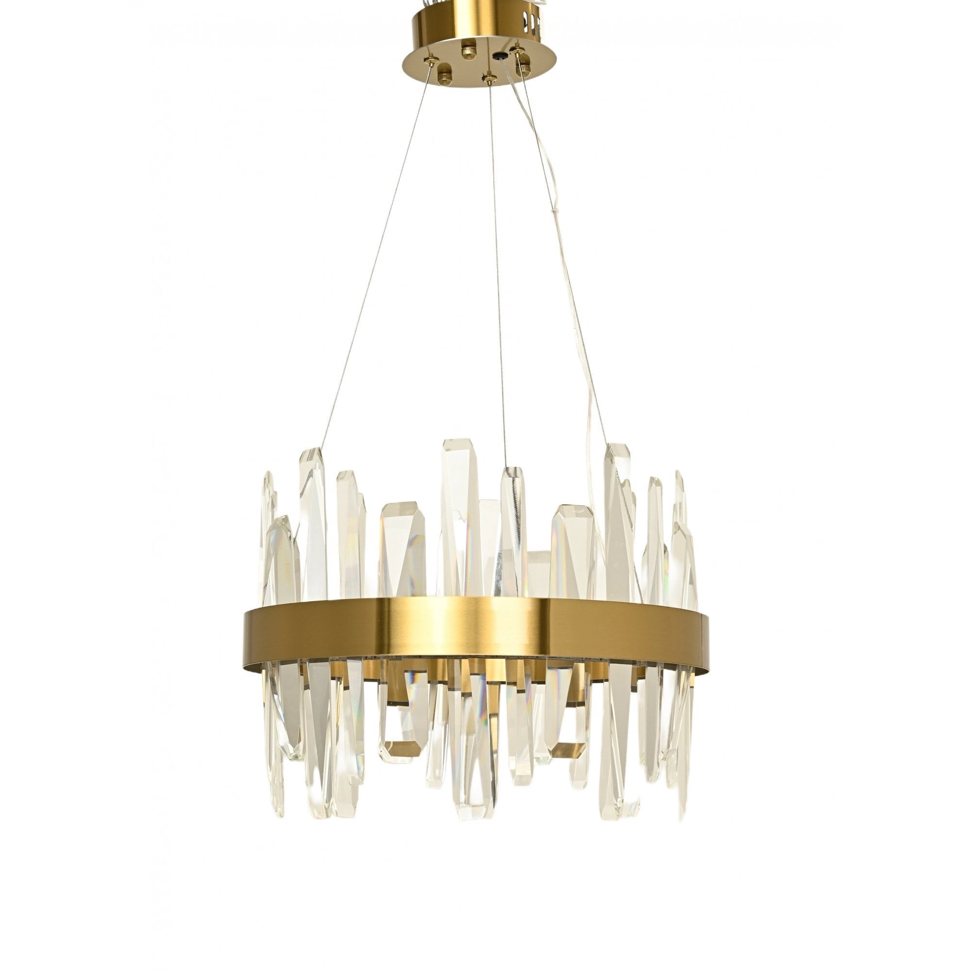 Ahena Small Gold Pendant Ceiling Light with Clear Crystal Coffins by Luxe Collection