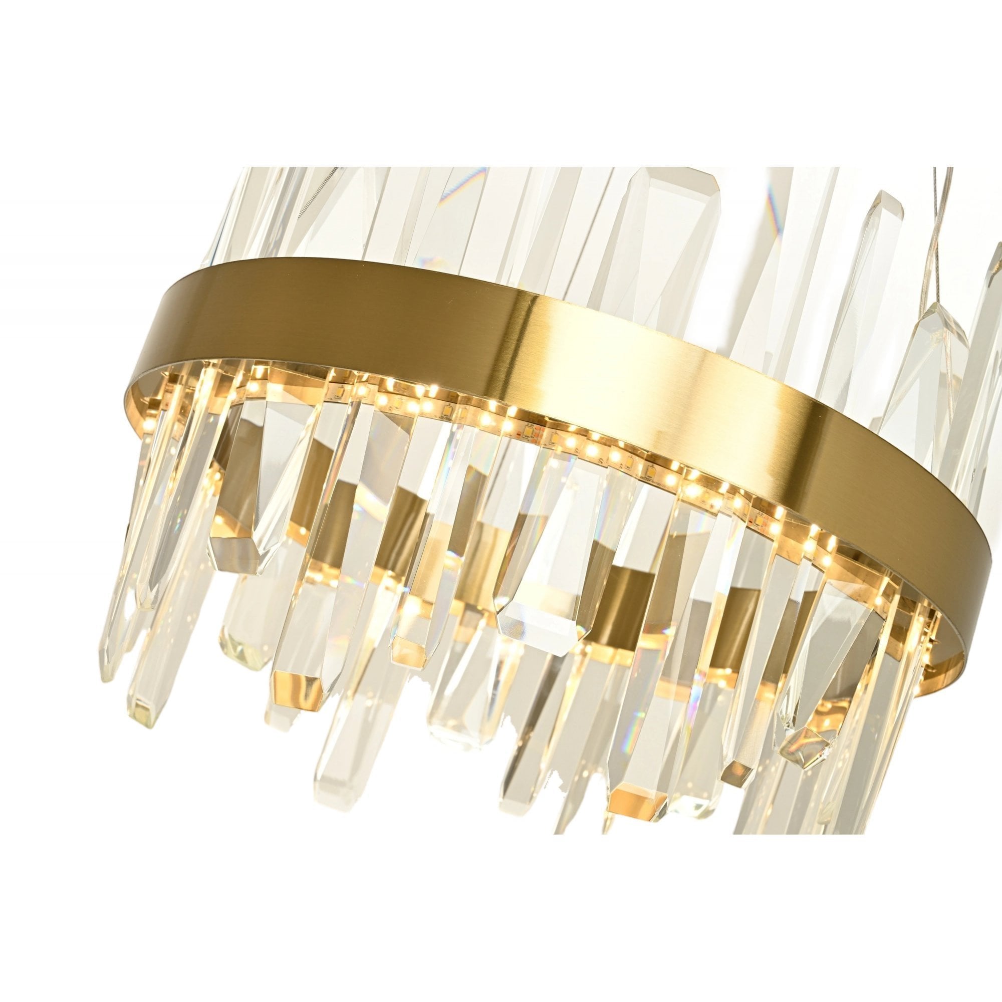 Ahena Small Gold Pendant Ceiling Light with Clear Crystal Coffins by Luxe Collection