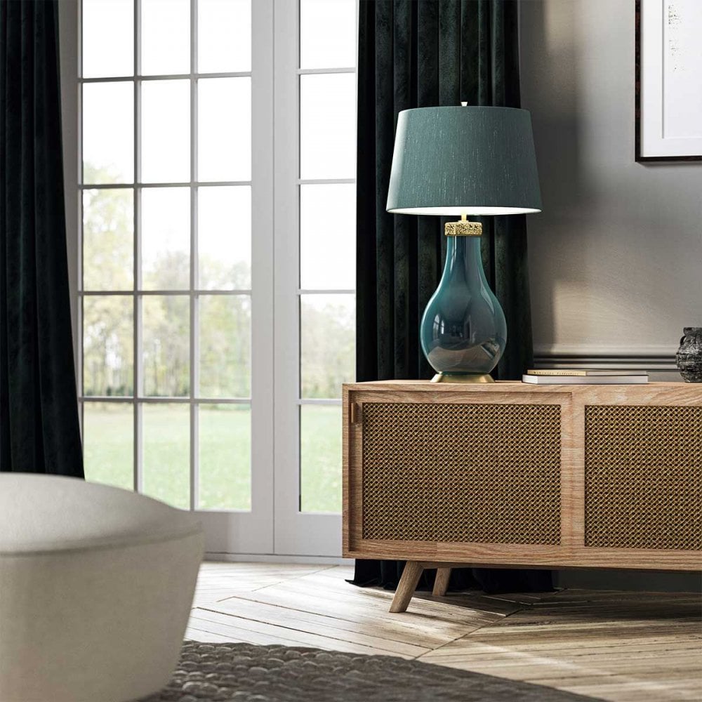 Havering Azure-Turquoise table Lamp & Shade by Quintiesse